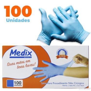 Imagem de Luva Nitrilica Azul Medix Sem Pó Cx100 Un Tam Pp P M G