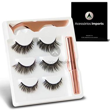 Imagem de Kit Cílios Postiços Magnéticos Com Pinça e Delineador
