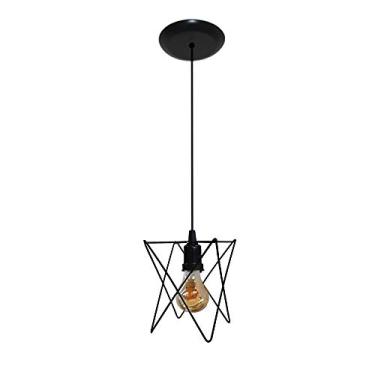 Imagem de Lustre Luminária Pendente Aramado Modelo Estrela - Preto