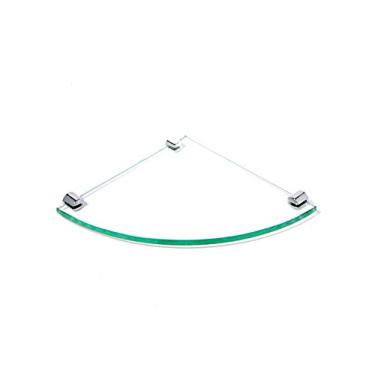 Imagem de Porta Shampoo de Canto Curvo em Vidro Incolor Lapidado - Aquabox - 20cmx20cmx8mm