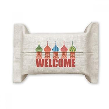 Imagem de Bem-vindo à Catedral da Rússia Buiding Suporte de capa de papel para lenços faciais Bolsa de linho de algodão