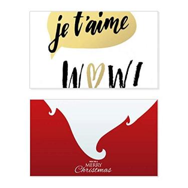 Imagem de Je T'Aime I Love You Citação Estilo Feriado Feliz Natal Cartão de Parabéns Mensagem de Natal