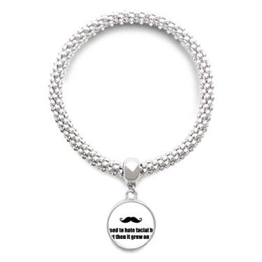 Imagem de DIYthinker Pulseira de prata com pingente de cabelo facial Joke About Beard