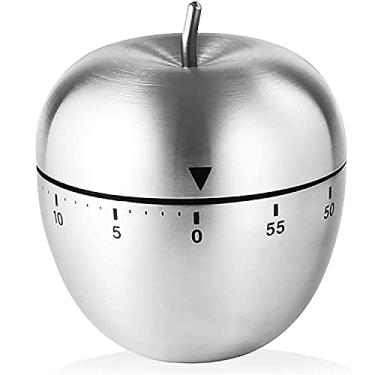 Imagem de Temporizador mecânico Apple de aço inoxidável para cozinha, metal, temporizador de contagem regressiva de toques de alto decibéis (Apple)