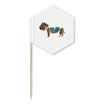 Imagem de Tigre Body Zoong, bandeiras de palito, palitos de cupcake, festa comemoração