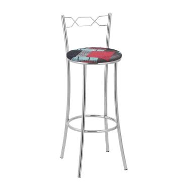 Imagem de Kit 2 Banquetas Cromadas BC51A de Metal e Assento Espuma D15 Treparoni - Preto com Cinza