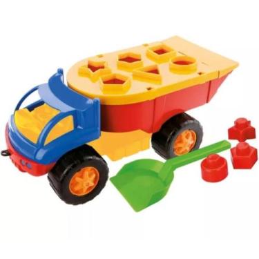 Caminhão De Brinquedo Com 25 Blocos De Montar Brinquedo Infantil Dismat