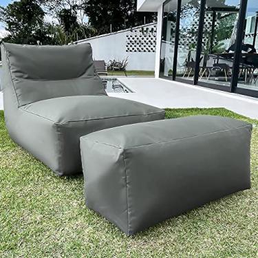 Imagem de PUFF 5SPORTS OUTDOOR ESPREGUIÇADEIRA PARA ÁREAS EXTERNAS COM APOIO PARA OS PÉS CINZA