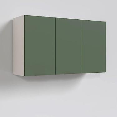 Imagem de Armário Aéreo 3 Portas Ipanema Cabecasa Madeiramadeira Verde Folha/branco