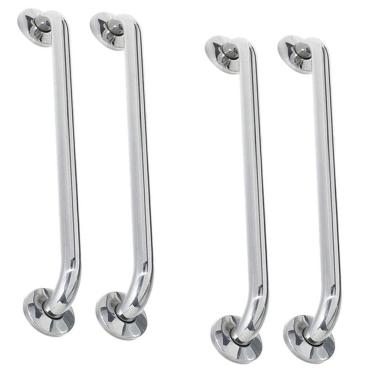 Imagem de Alça Barra de Apoio Banheiro Inox Kit 4 Unidades 40 cm Idoso Cadeirante Deficiente Acessibilidade Box Corrimao Segurança