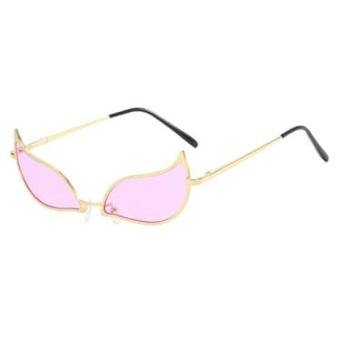 Imagem de Óculos acessórios de uma peça adereços olho de gato óculos de sol de metal feminino masculino rave festa punk óculos, 6, um tamanho