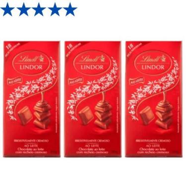 Imagem de Chocolate Barra Lindt Lindor Milk 100G Original Suíça (3 Un)