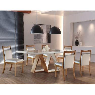 Imagem de Sala de Jantar Base Laminada com 6 Cadeiras 1,80x1,0m - Vogue - Requinte Salas