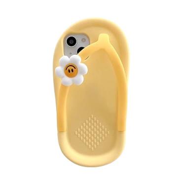 Imagem de FAOONNMY Capa para iPhone 11, capa de telefone de silicone Kawaii, capa protetora de corpo inteiro de silicone macio para mulheres e meninas, capa de chinelos de desenho animado fofo à prova de choque para iPhone 11 amarelo
