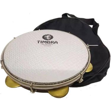 Imagem de Pandeiro Timbra 10 Profissional Formica Freijo C/Aro Dourado Pele Prismatica C/Capa