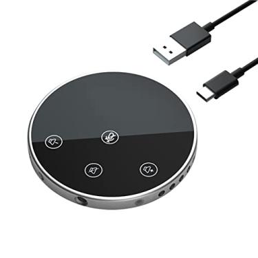 Imagem de Microfone de viva-voz para conferência USB de mesa 360° Condensador omnidirecional Plug & Play Microfone de computador para PC com alto-falante Botões de sensor de toque Função mudo/volume Compatíve