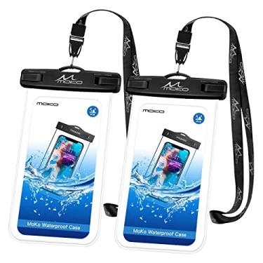 Imagem de Bolsa para celular à prova d'água MoKo [2 unidades], bolsa para celular com cordão compatível com iPhone X/Xs/Xr/Xs Max, 8/7/6s Plus, Samsung Galaxy S9/S8 Plus, S7 Edge, Note 9/8, Huawei, preta