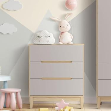 Imagem de Cômoda infantil 3 gavetas - Tomi Carvalho com Cinza - Quater