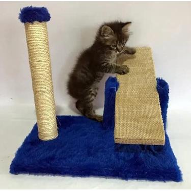 Imagem de Arranhador Para Gatos Mini Poste Com Gangorra (Azul Royal)