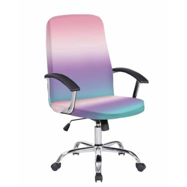 Imagem de Savannan Capa para cadeira de escritório, rosa ombré, roxo, azul-petróleo, degradê, elástico, capa para cadeira de computador, capa removível para cadeira de escritório, 1 peça, média