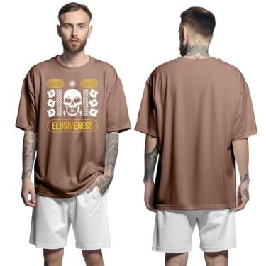 Imagem de Camisa Camiseta Oversized Streetwear Genuine Grit Masculina Larga 100% Algodão 30.1 Elusiveness - Marrom - M