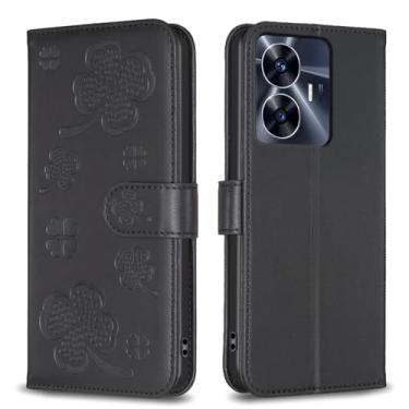 Imagem de Capa carteira para Realme C55 com 3 cartões e 1 compartimento para dinheiro, capa de telefone flip de couro PU à prova de choque compatível com Realme C55 de 6,7 polegadas (preta)