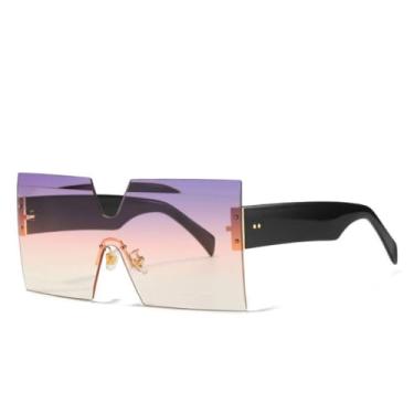 Imagem de Senhoras quadrado uma peça óculos de sol unissex moda óculos de sol feminino masculino máscara óculos na moda sem aro para feminino uv400,8, um tamanho