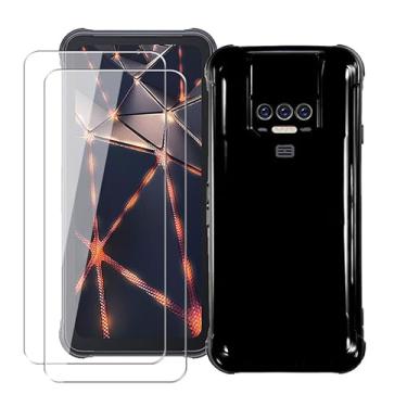 Imagem de WDMYLFTW Capa para Cubot King Kong Power + [2 unidades] película protetora de tela de vidro temperado - Capa protetora de TPU (preta)