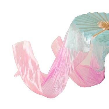 Imagem de UOMIO 1 par (esquerda + direita) de seda para fãs de dança do ventre véus de bambu, fã de dança, fã de bambu longo de dança nacional, fã de dança do ventre de seda real, leques de seda para dançar