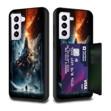 Imagem de FGDRFGRW Projetada para Galaxy S24 5G com porta-cartões de crédito, capa híbrida de camada dupla à prova de choque com suporte para Samsung Galaxy S24 5G, ficção científica Star Wars