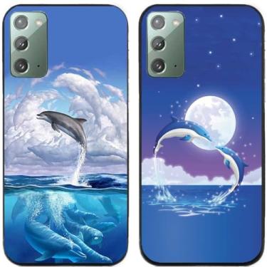 Imagem de 2 peças Golfinhos Amor Impresso TPU Gel Silicone Capa de Telefone Traseira para Samsung Galaxy (Galaxy Note 20)