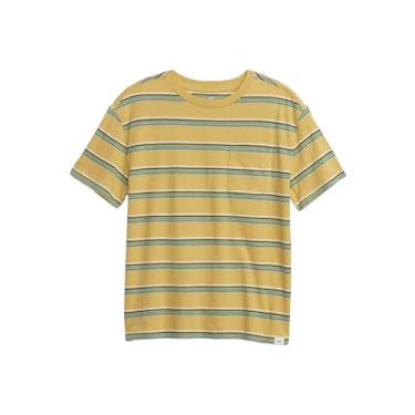 Imagem de GAP Camiseta de gola redonda para meninos, Listras amarelas, GG