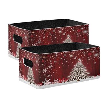 Imagem de Kcldeci Cestas de armazenamento de grãos de café de árvore de Natal para prateleiras, caixas de armazenamento decorativas para sala de estar, escritório, quarto, brinquedos, 2 unidades