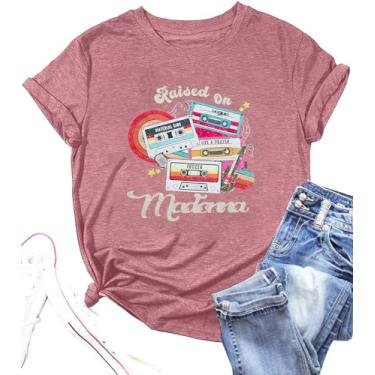 Imagem de Camisetas vintage dos anos 80 para mulheres: Camiseta musical de fita cassete de rock retrô para concertos, rosa, XXG