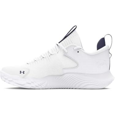 Imagem de Under Armour Tênis de vôlei feminino Flow Ace Low, (101) Branco/Branco/Azul-marinho, 6.5
