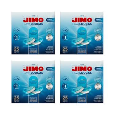 Imagem de Kit 4 Jimo Pastilha Lava-Louças Multicamadas 100x15g Limpeza Profunda Brilho Ação Desengordurante Remove Resíduos Máquina