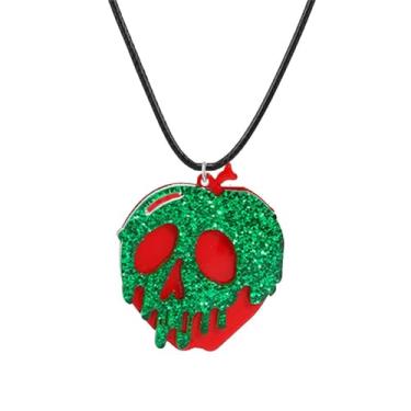 Imagem de Conjunto de joias de bruxa de maçã venenosa para mulheres, meninas, lindos brincos de Halloween, cosplay, conjunto exclusivo adorável de Halloween veneno maçã branca de neve brincos cosplay colar