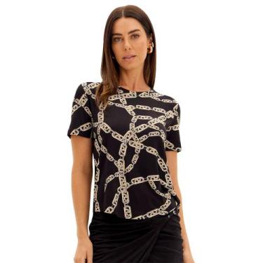 Imagem de Camiseta Easy Lança Perfume Estampada Pr25 Preto Feminino