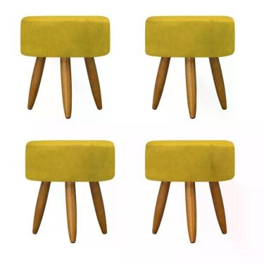 Imagem de Kit 04 Puff Decorativo Redondo - Amarelo Amarelo