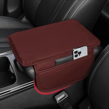 Imagem de Capa de console central de carro almofada de couro para apoio de braço com 2 sacos de armazenamento almofada universal para caixa de assento de carro protetor de acessórios interiores de carro para a