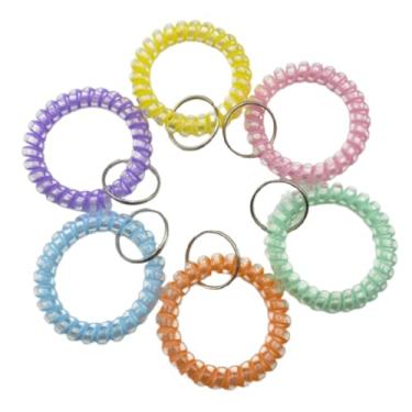 Imagem de 6 peças de chaveiro extensível de pulso com mola flexível espiral bobina de pulso porta-chaves para sauna, academia, piscina, Conjunto C, adjustable