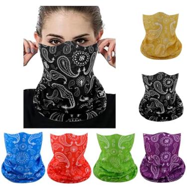 Imagem de 6 peças Paisley máscara facial para uso ao ar livre bandanas tubo máscaras jacaré sem costura polaina mágica faixa de cabeça alta elástica multi headwear capa facial balaclava com resistência UV para