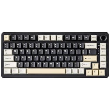 Imagem de YUNZII Teclado mecânico B75, teclado 75% hot swappable com botão, teclado para jogos com junta retroiluminada RGB com teclas PBT de tiro duplo, perfil cereja, WIN/MAC (preto, interruptor linear Milk