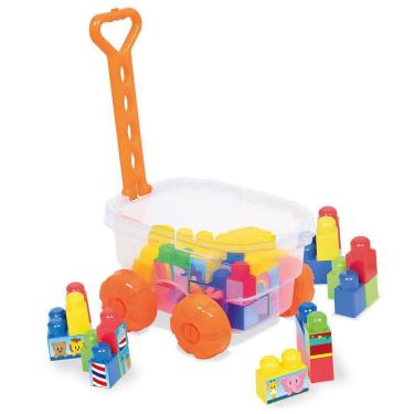 Imagem de Blocos Didáticos Carrinho de Puxar - Cotiplas - 20 Peças