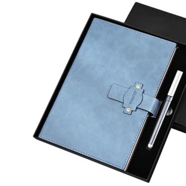 Imagem de A5 Caixa minimalista de couro para notebook com fivela de bolsa de escritório de negócios - Azul - Caixa
