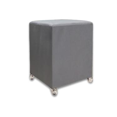 Imagem de Puff Quadrado Banqueta Com Rodinhas Rodizio Decoração Eventos Conforto (Cinza Suede)