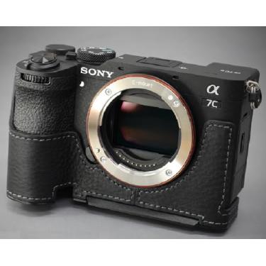 Imagem de Capa para câmera e placa de cauda de andorinha de couro genuíno da LIM'S para Sony A7CII A7CR A7C2 [Preto]