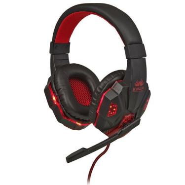 Imagem de Headset Gamer com Microfone Preto e Vermelho com Iluminação USB Knup -