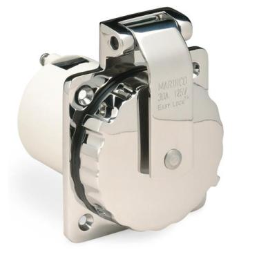 Imagem de Tomada em Aço Inoxidável Marinco 30A 125V com Tampa