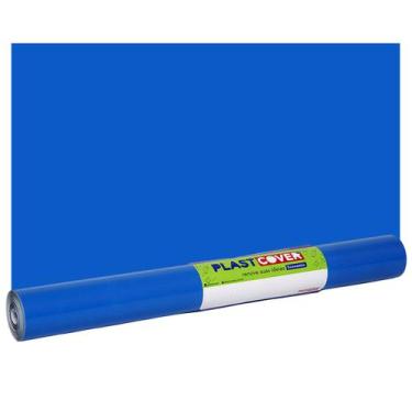 Imagem de Papel Plástico Adesivo 45cm x 10m 80 Micra Plastcover, Azul